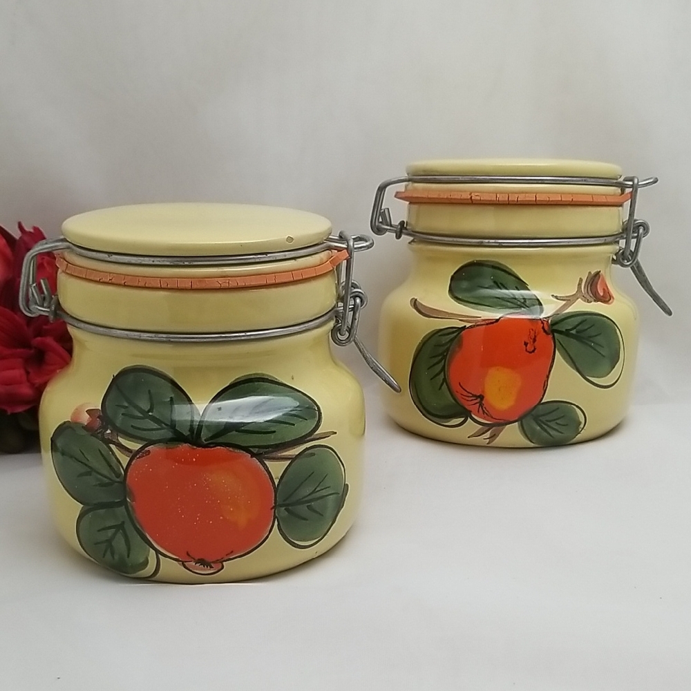 Fratelli Fanciullacci Pottery Italian Wire Bale Canisters